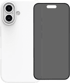 BlueBuilt Back Cover iPhone 16 Blanc + Protège-écran avec Filtre de Confidentialité Verre Coque BlueBuilt pour iPhone
