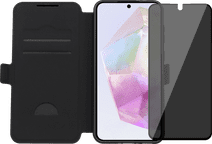BlueBuilt Samsung Galaxy A36 Book Case Zwart + Privacy Filter Screenprotector Glas Back cover