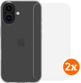 BlueBuilt Back Cover iPhone 16 Transparant + Screenprotector Glas Duo Pack Apple iPhone back cover
