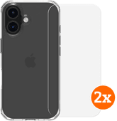 BlueBuilt Protective Back Cover iPhone 16 Transparant + Screenprotector Glas Duo Pack Back cover