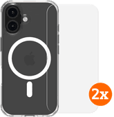 BlueBuilt Protective Cover met MagSafe iPhone 16 Transparant + Screenprotector Duo Pack Back cover