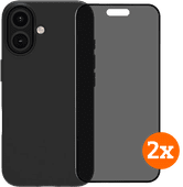 BlueBuilt Back Cover iPhone 16 Zwart + Privacy Filter Screenprotector Glas Duo Pack Apple iPhone back cover
