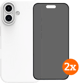 BlueBuilt Back Cover iPhone 16 Wit + Privacy Filter Screenprotector Glas Duo Pack Apple iPhone back cover