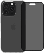 BlueBuilt Back Cover iPhone 16 Pro Transparant + Privacy Filter Screenprotector Glas Apple iPhone back cover