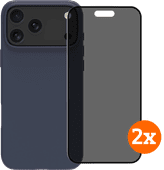 BlueBuilt Protective Cover MagSafe iPhone 17 Pro Max Blue + Privacy Protector Duo Pack Back cover