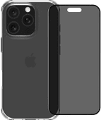 BlueBuilt Protective Back Cover iPhone 16 Pro Transparant + Privacy Screenprotector Glas Back cover met valbescherming