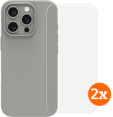 BlueBuilt Back Cover iPhone 16 Pro Grijs + Screenprotector Glas Duo Pack Back cover
