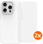 BlueBuilt Back Cover iPhone 16 Pro Wit + Screenprotector Glas Duo Pack Back cover