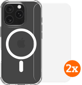 BlueBuilt Protective Back Cover met MagSafe iPhone 16 Pro + Screenprotector Glas Duo Pack Back cover
