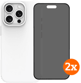 BlueBuilt Back Cover iPhone 16 Pro Wit + Privacy Filter Screenprotector Glas Duo Pack Back cover