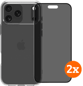 BlueBuilt Protective Cover iPhone 17 Pro Max Transparant + Privacy Protector Duo Pack Back cover