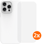 BlueBuilt Back Cover iPhone 16 Pro Max Wit + Screenprotector Glas Duo Pack Back cover