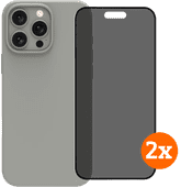 BlueBuilt Back Cover iPhone 16 Pro Max Grijs + Privacy Filter Screenprotector Duo Pack Back cover