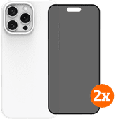 BlueBuilt Back Cover iPhone 16 Pro Max Wit + Privacy Filter Screenprotector Glas Duo Pack Back cover