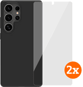 BlueBuilt Samsung Galaxy S25 Ultra Back Cover Zwart + Screenprotector Glas Duo Pack Samsung S25 Ultra hoesje