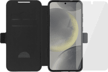 BlueBuilt Galaxy S25 Plus Book Case Zwart + Screenprotector Glas Samsung S25 Plus hoesje