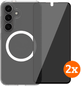 BlueBuilt Protective Cover Magneet Galaxy S25 Transparant + Privacy Protector Duo Pack Samsung S25 hoesje