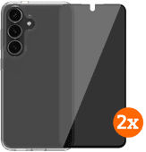BlueBuilt Protective Cover Samsung Galaxy S25 Transparant + Privacy Protector Duo Pack Samsung S25 hoesje
