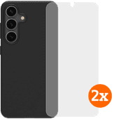 BlueBuilt Samsung Galaxy S25 Back Cover Zwart + Screenprotector Glas Duo Pack Samsung S25 hoesje
