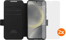 BlueBuilt Samsung Galaxy S25 Book Case Zwart + Screenprotector Glas Duo Pack Samsung S25 hoesje
