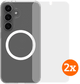 BlueBuilt Protective Back Cover Magneet Galaxy S25 Transparant + Screenprotector Duo Pack Samsung S25 hoesje