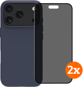 BlueBuilt Protective Cover MagSafe iPhone 17 Pro Blue + Privacy Screenprotector Duo Pack Back cover