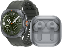 Samsung Galaxy Watch Ultra 2 5G Titanium Zilver/Groen 47mm + Samsung Galaxy Buds4 Pro Wit Horloge met bloeddrukmeter