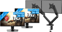 MSI MAG 271QPX QD-OLED Lot de 2 + BlueBuilt Bras d'Écran PC Vérin Mécanique pour 2 Écrans PC 