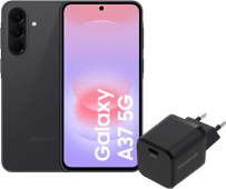 Samsung Galaxy A37 128GB Zwart 5G + BlueBuilt Oplader met Usb C Poort 45W Zwart De winkelvoorraad in onze winkel in Mechelen