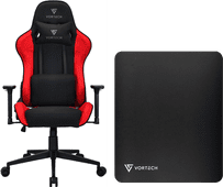 Vortech Essential Gamestoel Rood + Vortech Vloermat Zwart Vortech gamestoel