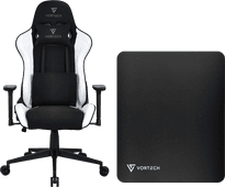 Vortech Essential Gamestoel Wit + Vortech Vloermat Zwart Vortech gamestoel