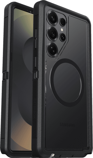 OtterBox Defender Samsung Galaxy S25 Ultra Back Cover avec Aimant Transparent avec Bord Noir