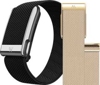 WHOOP MG Life Zwart Abonnement 1 Jaar + WHOOP MG SuperKnit Luxe Band Donkerblauw