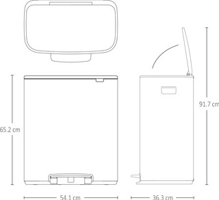 Brabantia Bo Poubelle à Pédale 2 x 30 Litres Inox Anti-traces de Doigts