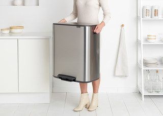 Brabantia Bo Pedal Bin 60L Stainless Steel Fingerprint-Proof
