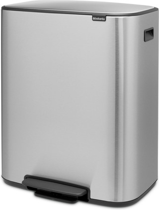 Brabantia Bo Poubelle à Pédale 2 x 30 Litres Inox Anti-traces de Doigts