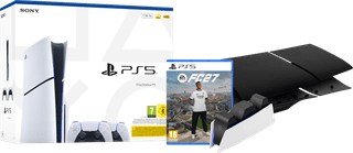 PS5 Slim Disc Edition + FC 27 + Covers Zwart + Extra Controller Wit + Oplaadstation