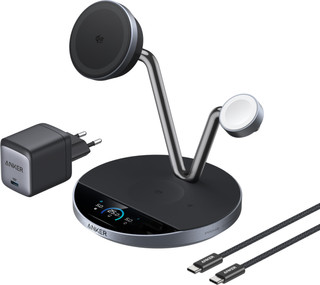 Anker Prime 3-in-1 MagGo en Qi2.2 Draadloze Oplader 25W Zwart