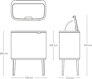 Brabantia Bo Touch Bin Poubelle 3 x 11 Litres Soft Beige