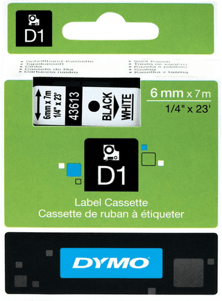 Dymo D1 Name labels Black-White (6 mm x 7 m)