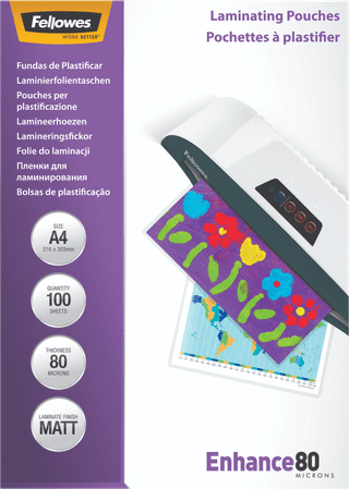Fellowes Laminator covers Enhance Mat 80 mic A4 (100 Pieces)