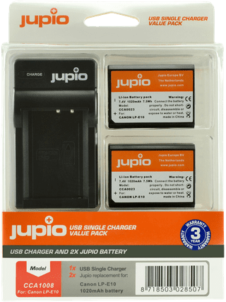 Jupio Kit: Battery LP-E10 (2x) + USB Single Charger