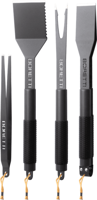 Boretti Set d'Ustensiles pour BBQ 4 Pièces