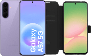 Samsung Galaxy A57 128GB Purple 5G + BlueBuilt Book Case Black