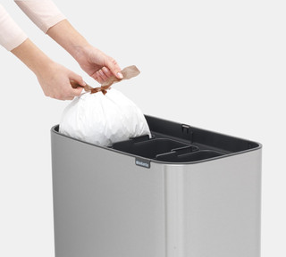 Brabantia Bo Touch Bin Poubelle 3 x 11 Litres Matt Steel Anti-Traces de Doigts