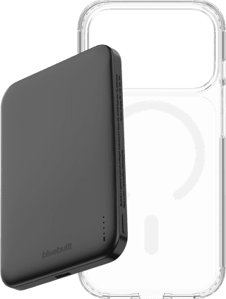 BlueBuilt MagSafe Hoesje iPhone 18 Pro Transparant + Powerbank 5.000 mAh Grijs