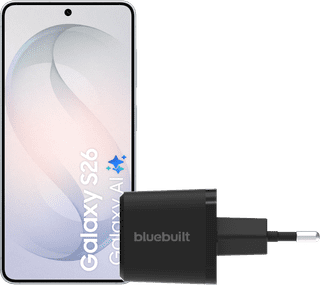 Samsung Galaxy S26 256 Go Blanc 5G + BlueBuilt Chargeur 45 Watts Noir