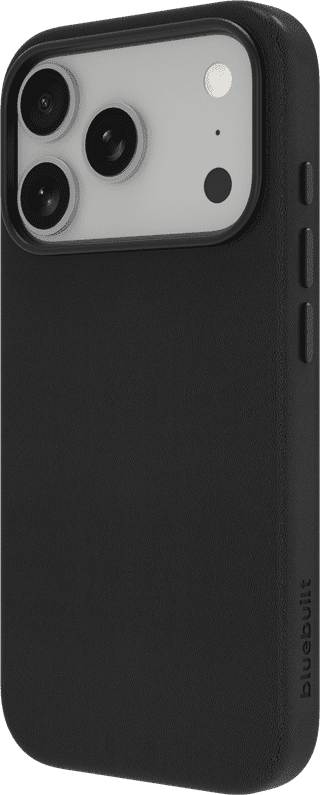 BlueBuilt MagSafe Coque iPhone 18 Pro Cuir Noir + Porte-carte Cuir Noir