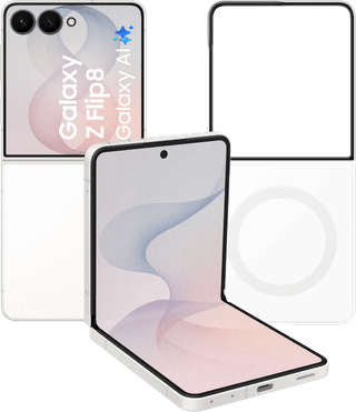 Samsung Galaxy Z Flip 8 256GB Wit 5G + Samsung Back Cover met Magneet Transparant