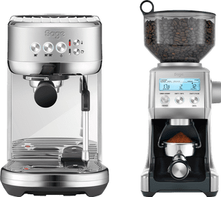 Sage the Bambino Plus Stainless Steel + Coffee Grinder